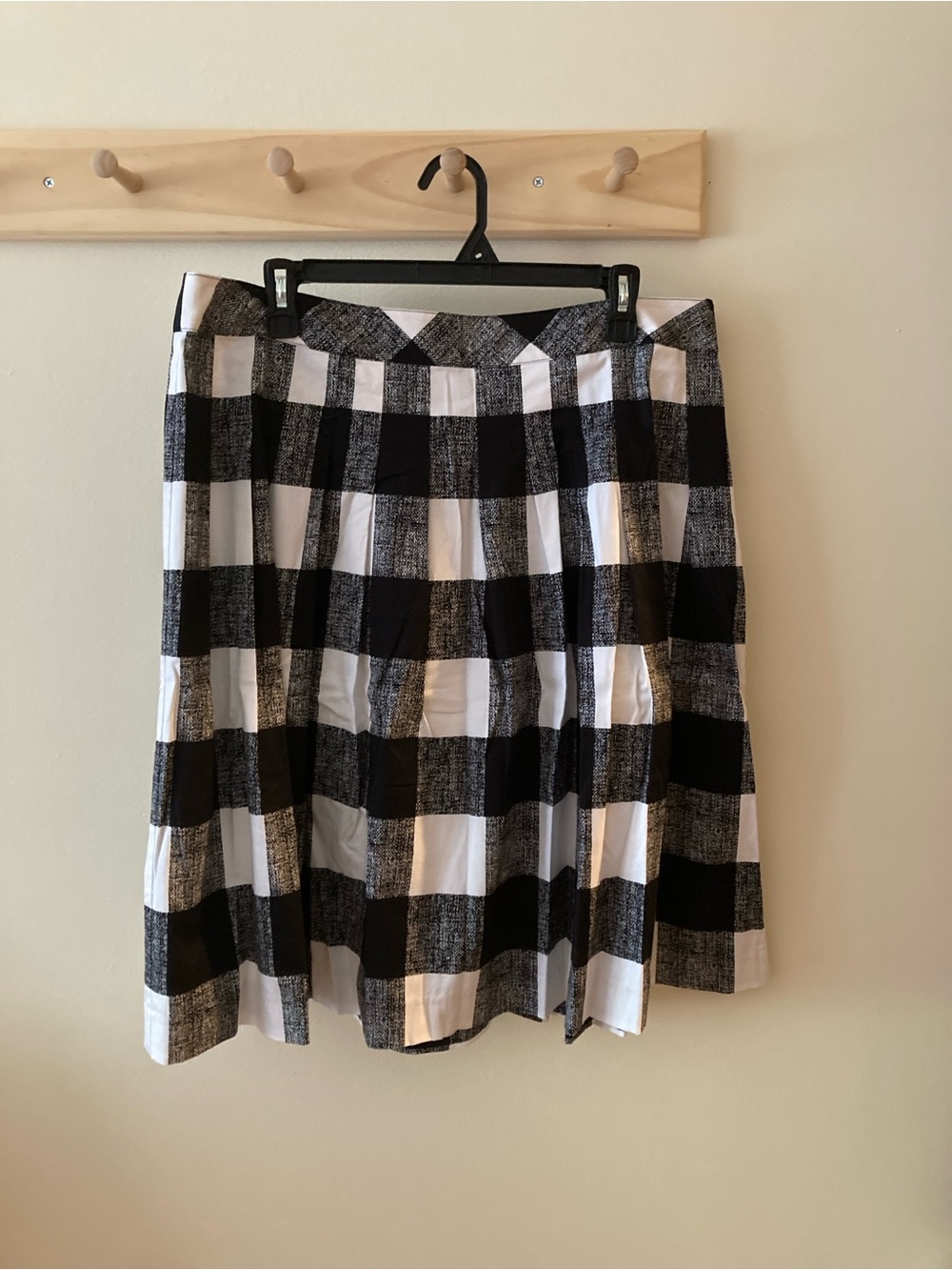 Talbots Black and White Check Pleated Skirt